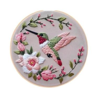 Imagem de Kit De Bordado De Guirlanda Floral Com Pássaros E Animais Em Cores Mis