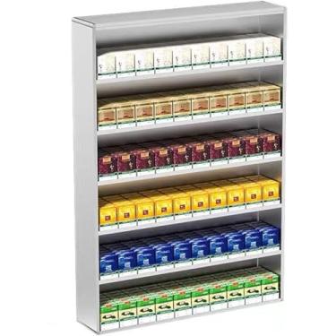 Imagem de Suporte de exibição de cigarro de alumínio montado na parede – Rack automático para supermercados e lojas de conveniência, tamanho compacto 44,5 x 15 x 60 cm, durável, fácil acesso, maximiza o espaço