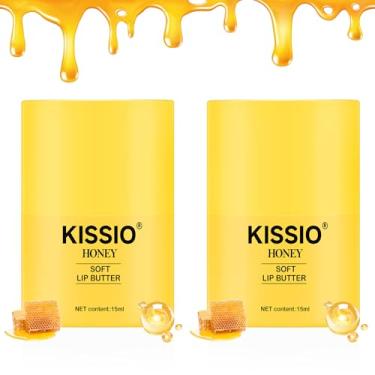 Imagem de KISSIO Conjunto de manteiga labial de mel, protetor labial com extrato de própolis de 1000 ppm, ceramida AP e fitoesfingosina, hidratação de longa duração e lábios nourishe, cuidados com linhas