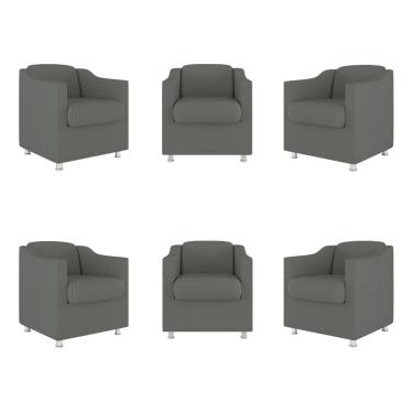 Imagem de Kit 6 Poltronas Decorativas Tilla Consultório Recepção Sala Cor:cinza