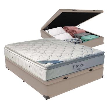 Imagem de Cama + Box Com Baú Casal E Colchão Freedom Ortobom D33 Cor:bege