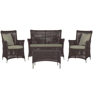 Imagem de Jogo Sofá E 2 Poltronas E Mesa Igapó Fendi E8 Trama Original Marrom