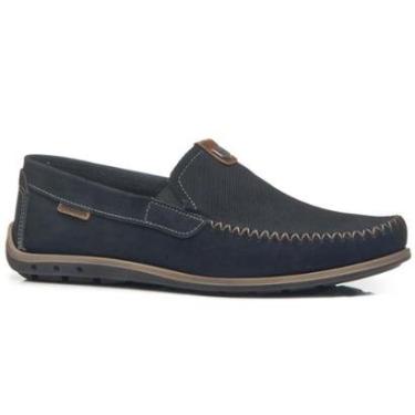 Imagem de Mocassim Masculino Couro Drive Marinho Conhaque Pegada 141603-09-Masculino