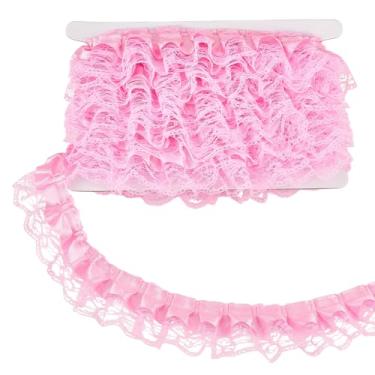 Imagem de GORGECRAFT 11 jardas 4,8 cm cetim organza renda borda acabamento plissado babados chiffon fita rosa reunida afiação tecido para vestido de pano costura aplique bordado decoração festa de casamento