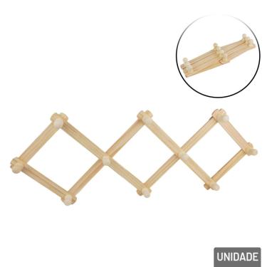 Imagem de Cabideiro de Parede Madeira 10 Ganchos Sanfonado - Tudo em Caixa