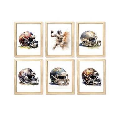 Imagem de Kit quadro capacete baseball decorativo quarto criança enxoval bebê me