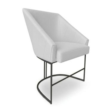 Imagem de Poltrona Luxo Alana Bouclê Cinza Base Ferro Preto - Pallazio