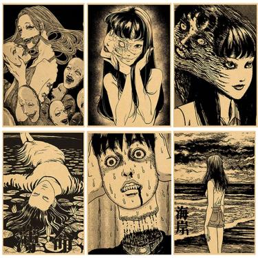 Imagem de Conjunto de pintura de pôster Junji Ito Tomie Horror 6 peças 40x60cm