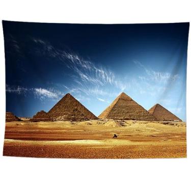 Imagem de Tapeçaria, pirâmides egípcias, esfinges, parede 150x130cm, microtecido