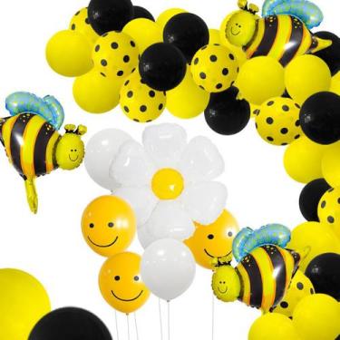 Imagem de Kit de balão Bee Latex Foil 83 unidades para festa com acessórios - yi