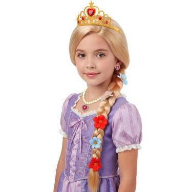 Imagem de Peluca Trenzada Rubia para Niñas con Diadema y Accesorios ZGXYZXMY