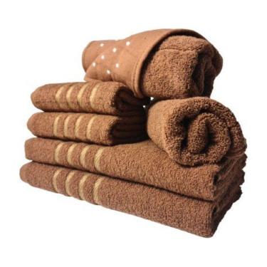 Imagem de Jogo De Toalhas 2 Banho 2 Rosto 2 Piso - 6pçs Montreal 100% Algodão Marrom