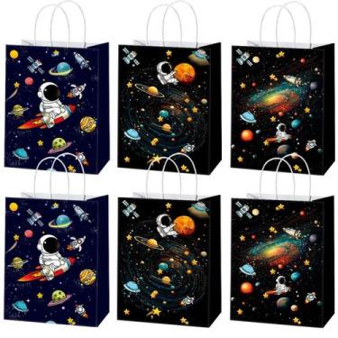 Imagem de Bolsa de presente Space Spaceship White Kraft Paper 10 unidades 22x16x