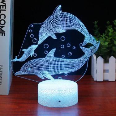 Imagem de Luz noturna, LED 3D, golfinhos, mudança de cor para crianças - Yiweisa