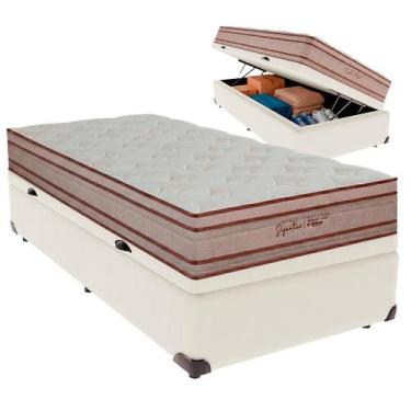 Imagem de Cama Box Baú Solteiro e Colchão Artemis Molas Ensacadas Colchobel Palh