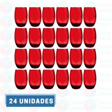 Imagem de 24 Copo de Vidro Bellagio 450ML Vermelho Redondo Bebidas Suco - PRATIC