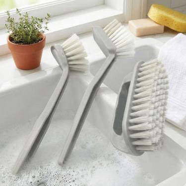 Imagem de Escova de Limpeza Canto Rejunte Kit 3 Peças Multiuso Cabo Ergonômico p