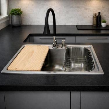 Imagem de Kit Cuba Gourmet para Cozinha Aço Inox 304 Torneira Acessórios Tabua -