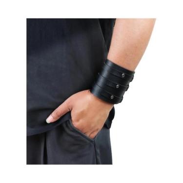 Imagem de Pulseira Ajustável De Couro Vintage Gótica Punk Masculina Com Fivela O