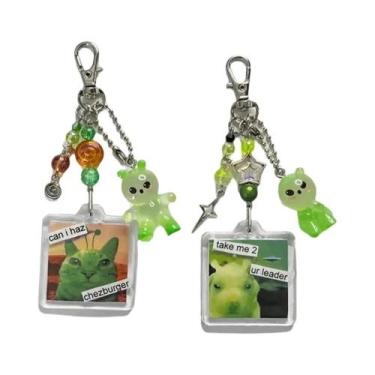 Imagem de Chaveiro Alien Bear Feito À Mão Em Acrílico Com Contas, Pingente Y2K, 