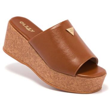 Imagem de Tamanco Plataforma Feminino Salto Anabela Cortiça Confortável Design M