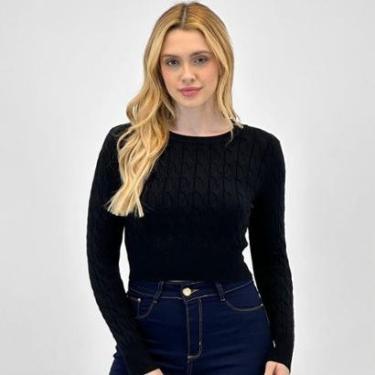 Imagem de Blusa de Lã Blue Rose Cropped Manga Longa Feminina-Feminino