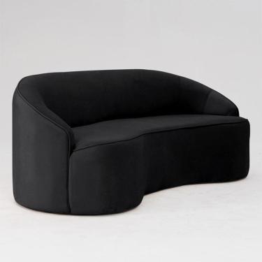 Imagem de Sofá Curvo Montserrat 150cm 02 Lugares Veludo Preto - Nexta Casa