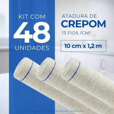 Imagem de Atadura Ortopédica de Crepom Faixa Bandagem Elástica 10cmx1.2m Kit 48 