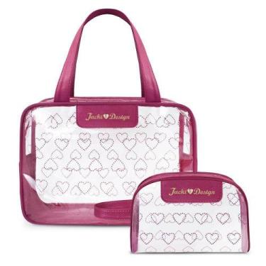Imagem de Kit Bolsa E Nécessaire Transparente Love Vinho - Jacki Design