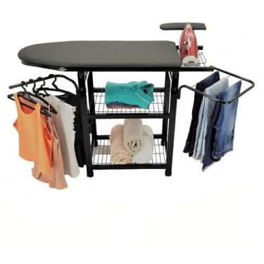 Imagem de Tábua Mesa De Passar Roupa Multiuso C/ Passa Manga Porta Calça Pratele