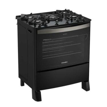 Imagem de Fogão a Gás 5 Bocas Esmeralda Glass Preto Mesa Vidro - ESMALTEC