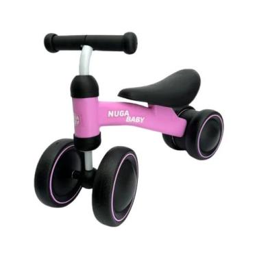 Imagem de Bicicleta de Equilíbrio Rosa Infantil Sem Pedal com 4 Rodas - Nuga Bab