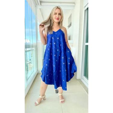 Imagem de Vestido Indiano Boho Chic Trapézio Plus Size Bordado c/ Bolsos Cod 01 