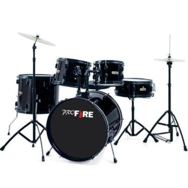 Imagem de Bateria Pro Fire Bumbo 20 Preta Ferragem Preta