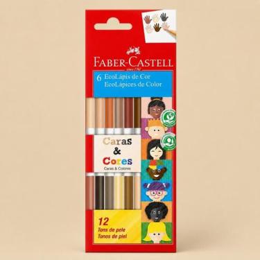 Imagem de Lapis de core redondo caras e cores 12 tons de pele faber-castell