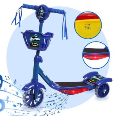 Imagem de Patinete Infantil 3 Rodas Com Cestinha Luz E Som Menino Azul - Toys 2U