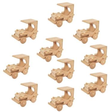 Imagem de Kit 10 carro carrinhos madeira mdf cru brinquedo artesanal - DZX Distr