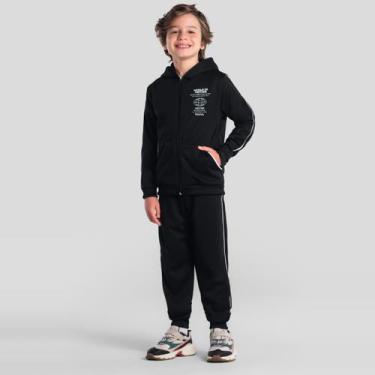 Imagem de Conjunto infantil menino em moletom sport Brandili, Preto, 16