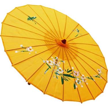 Imagem de Sombrinha Japonesa em Bambu Amarela Floral - Galleria 77