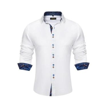 Imagem de Camisa Social Masculina De Manga Longa Preta Com Estampa Paisley Verme