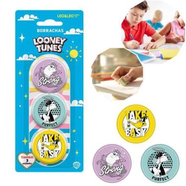 Imagem de Borracha Escolar Looney Tunes Sortida - Kit 3 Unidades - Leonora