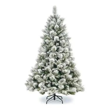 Imagem de Árvore De Natal Luxo Pinheiro Verde Com Neve Pinha 2,10m 1.062 Galhos 