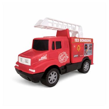 Imagem de Caminhao de Bombeiro de Brinquedo Mini Samba Toys Escada Rotativa 360 Vermelho Draik