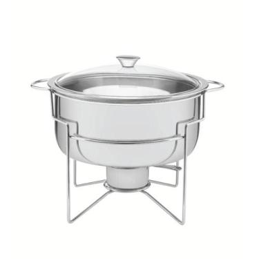 Imagem de Rechaud Redondo 7 L Em Aço Inox Banho Maria Com Suporte - TRAMONTINA