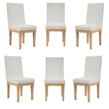 Imagem de Kit 6 Cadeiras Estofadas Reforçada Para Mesa De Jantar Bege - BALAQUI 