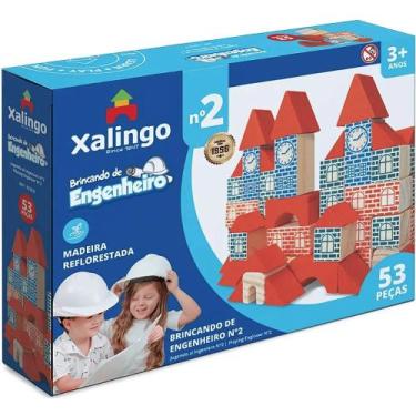 Imagem de Blocos Pedagógicos Brincando de Engenheiro 53 Peças - Xalingo