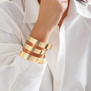 Imagem de Bracelete Grosso Largo Dourado Espiral Enrolado Egípcio Grego Braço-Pu