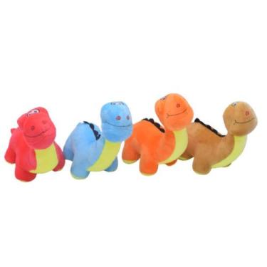 Imagem de Brinquedo Pelucia Pet Dino para Cães e Gatos - Pettoys, Laranja
