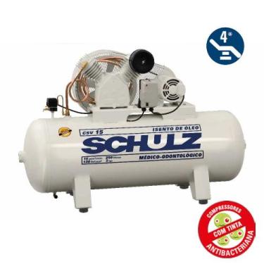 Imagem de Compressor de Ar Odonto Isento de Óleo 220v Ref CSV 15/250 SCHULZ