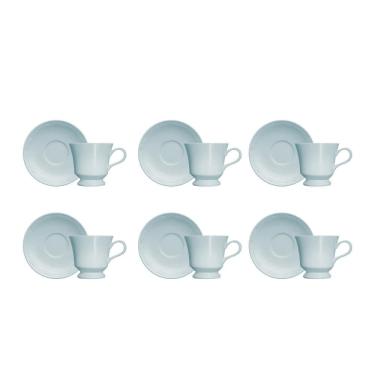 Imagem de Kit 06 Xícara Café com Pires Azul Cottage Germer Porcelanas